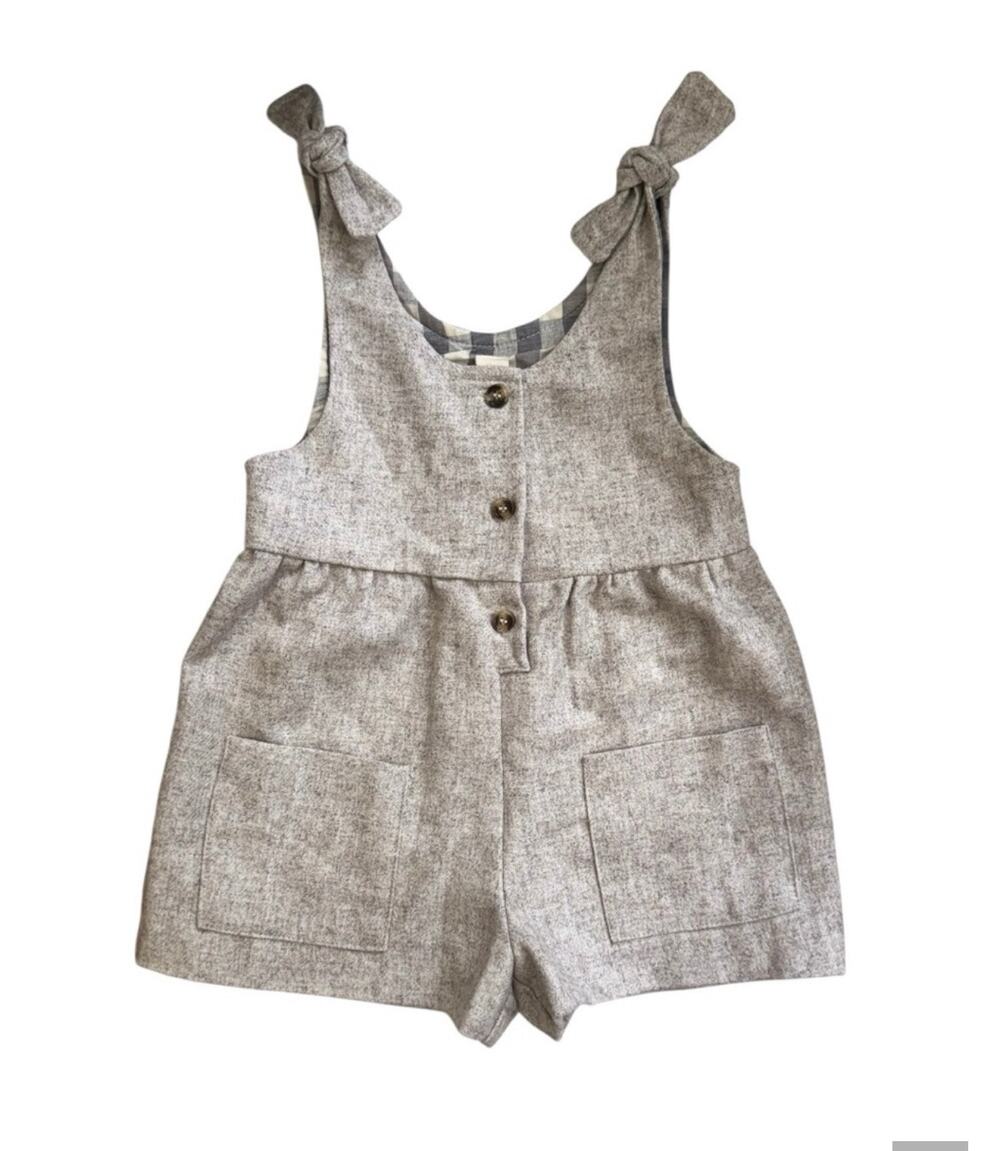 Vignette Ashley Wool Blend Romper - Girls Size 6 Gray